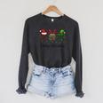 Librarian Merry Christmas Books Santa Hat Reindeer Elf Xmas Raglan Sleeve Sweatshirt Dark Grey Heather