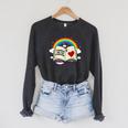 Libraries Are For Everyone Book Ally Gay Pride LGBTQ Month Raglan Sleeve Sweatshirt Dark Grey Heather