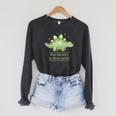 The Library Is Dino-Mite Stegosaurus Reading Kids Book Raglan Sleeve Sweatshirt Dark Grey Heather