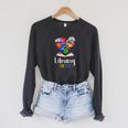 Library Squad School Librarian Bookworm Book Lover Teacher For Men Women Kids Raglan Sleeve Sweatshirt Dark Grey Heather