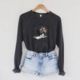 Life Better With 2 Cats Books Kitten Kitty Women Girls Kids Raglan Sleeve Sweatshirt Dark Grey Heather
