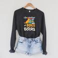 Life Is Better With Dogs And Books Bookworm Reader Reading Raglan Sleeve Sweatshirt Dark Grey Heather