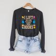 I Lift So I Can Carry More Books Reading Reader Workout Raglan Sleeve Sweatshirt Dark Grey Heather I Lift So I Can Carry More Books Reading Reader Workout Raglan Sleeve Sweatshirt Dark Grey Heather