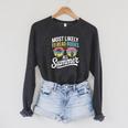 Most Likely To Read Books All Summer Reading Raglan Sleeve Sweatshirt Dark Grey Heather Most Likely To Read Books All Summer Reading Raglan Sleeve Sweatshirt Dark Grey Heather