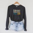 Literacy Justice For All Stop Book Banning Protect Librarian Raglan Sleeve Sweatshirt Dark Grey Heather Literacy Justice For All Stop Book Banning Protect Librarian Raglan Sleeve Sweatshirt Dark Grey Heather