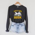 Take A Look It's In A Book Raglan Sleeve Sweatshirt Dark Grey Heather