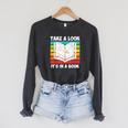 Take a Look Its In a Book Raglan Sleeve Sweatshirt Dark Grey Heather