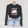 Take A Look It's In A Book Rainbow Bookworm And Book Lover Raglan Sleeve Sweatshirt Dark Grey Heather