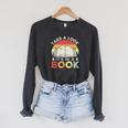 Take A Look It's In A Book Retro Reading Premium Tri-Blend Raglan Sleeve Sweatshirt Dark Grey Heather