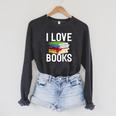 I Love Books Librarian Raglan Sleeve Sweatshirt Dark Grey Heather