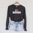 I Love Books Raglan Sleeve Sweatshirt Dark Grey Heather I Love Books Raglan Sleeve Sweatshirt Dark Grey Heather