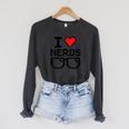 I Love Nerds For Science Or Book Lovers And Knowledge Geeks Raglan Sleeve Sweatshirt Dark Grey Heather