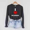 I Love Reading Books Reading Raglan Sleeve Sweatshirt Dark Grey Heather I Love Reading Books Reading Raglan Sleeve Sweatshirt Dark Grey Heather