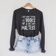 Maltese Avid Book Reader Dog Mom For Men Women Raglan Sleeve Sweatshirt Dark Grey Heather