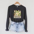 Matcha Drinking Maine Coon Cat Reading Books Aesthetic Raglan Sleeve Sweatshirt Dark Grey Heather