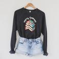 Merry Bookmas Christmas Tree Avid Reader Book Lover Xmas Raglan Sleeve Sweatshirt Dark Grey Heather