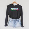 Mr Men Mr Greedy Retro Comic Book Colourful Premium Tri-Blend Raglan Sleeve Sweatshirt Dark Grey Heather