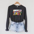 Mr Men Little Miss Retro Colourful Comic Book Scene Raglan Sleeve Sweatshirt Dark Grey Heather Mr Men Little Miss Retro Colourful Comic Book Scene Raglan Sleeve Sweatshirt Dark Grey Heather