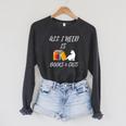 I Need Is Book & Cats Books Pet Lover Raglan Sleeve Sweatshirt Dark Grey Heather