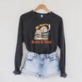 All I Need Is Books And Cats Book Lover Cat Lover Raglan Sleeve Sweatshirt Dark Grey Heather