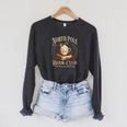 North Pole Book Club Christmas Reading Hot Cocoa Graphic Raglan Sleeve Sweatshirt Dark Grey Heather