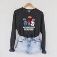 Nothing Beats Reading Rock Paper Scissors Book Lover Raglan Sleeve Sweatshirt Dark Grey Heather