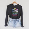 Nothing Beats Reading Rock Paper Scissors Game Book Lover Raglan Sleeve Sweatshirt Dark Grey Heather