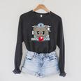 Nurse Cat Anime Feline Book Men Women Kids Raglan Sleeve Sweatshirt Dark Grey Heather