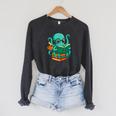 Octopus Reading Book Reading Bookworm Reader Raglan Sleeve Sweatshirt Dark Grey Heather