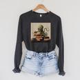 Octopus Reads a Book Book Lovers Raglan Sleeve Sweatshirt Dark Grey Heather