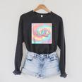 Olivia Comic Book Style Raglan Sleeve Sweatshirt Dark Grey Heather Olivia Comic Book Style Raglan Sleeve Sweatshirt Dark Grey Heather