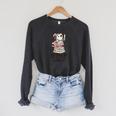 Opossum Book Lover Meme Kawaii Sarcastic Humor Women Raglan Sleeve Sweatshirt Dark Grey Heather