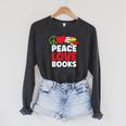 Peace Love Books Bookworm Book Lovers Raglan Sleeve Sweatshirt Dark Grey Heather Peace Love Books Bookworm Book Lovers Raglan Sleeve Sweatshirt Dark Grey Heather