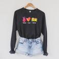 Peace Love Books Reader Librarian Library Book Raglan Sleeve Sweatshirt Dark Grey Heather