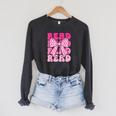 Pink Leopard Read Coquette Bow Girls Retro Groovy Reading Raglan Sleeve Sweatshirt Dark Grey Heather Pink Leopard Read Coquette Bow Girls Retro Groovy Reading Raglan Sleeve Sweatshirt Dark Grey Heather