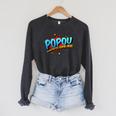 Popou Grandpa Man Myth Legend Hero Pop Art Comic Book Raglan Sleeve Sweatshirt Dark Grey Heather