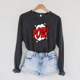 POW Comic Art Book Superhero Bubble Cartoon T-Shirt Raglan Sleeve Sweatshirt Dark Grey Heather