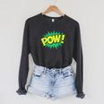 POW Vintage Superhero Comic Book Sound Effect Tshirt Raglan Sleeve Sweatshirt Dark Grey Heather POW Vintage Superhero Comic Book Sound Effect Tshirt Raglan Sleeve Sweatshirt Dark Grey Heather