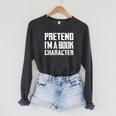 Pretend I'm A Book Character Easy Costume For Halloween Raglan Sleeve Sweatshirt Dark Grey Heather