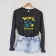 Proud Member Beach Book Club Retro Vintage Summer Bookish Raglan Sleeve Sweatshirt Dark Grey Heather