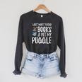 Puggle Avid Book Reader Dog Mom Raglan Sleeve Sweatshirt Dark Grey Heather
