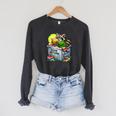 Raccoon At Library Book Return Librarian And Reader Raglan Sleeve Sweatshirt Dark Grey Heather