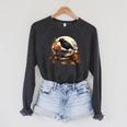 Raven Reading Book Occult Crow Raglan Sleeve Sweatshirt Dark Grey Heather