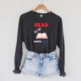 Read Blue Patriotic Book Lover Girls Independence Raglan Sleeve Sweatshirt Dark Grey Heather
