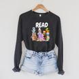 Read Book Club Piggie Elephant Pigeons Teacher Library For Men Women Kids Raglan Sleeve Sweatshirt Dark Grey Heather