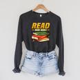 Read More Books Book Worm Library Nerds Librarian Raglan Sleeve Sweatshirt Dark Grey Heather