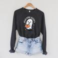 Read More Books Cute Ghost Halloween Teacher Raglan Sleeve Sweatshirt Dark Grey Heather