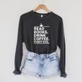 Read Books Drink Coffee Fight Evil Raglan Sleeve Sweatshirt Dark Grey Heather