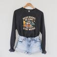 Read Books Be Kind Stay Weird Book Dragon Skeleton Reading Raglan Sleeve Sweatshirt Dark Grey Heather Read Books Be Kind Stay Weird Book Dragon Skeleton Reading Raglan Sleeve Sweatshirt Dark Grey Heather