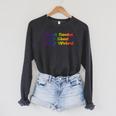 Read Books Be Kind Stay Weird Book Lover Rainbow Raglan Sleeve Sweatshirt Dark Grey Heather